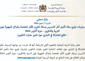 نتائج المشاركة في التباري حول تغيير مقرات التكوين 2024
