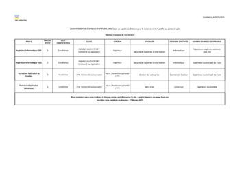 مباراة توظيف 4 مناصب بالمختبر العمومي للتجارب والدراسات 2025