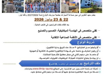 معاهد التكوين في مهن صناعة السيارات: مباريات ولوج تكوين تقنيين متخصصين بمعاهد القنيطرة، الدار البيضاء وطنجة