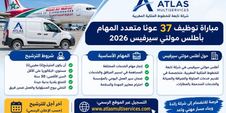 مباراة توظيف 37 عونًا متعدد المهام بأطلس مولتي سيرفيس 2026