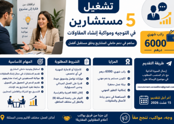 تشغيل 5 مستشارين في التوجيه ومواكبة إنشاء المقاولات براتب شهري 6000 درهم