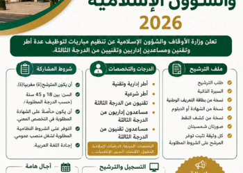 مباراة توظيف وزارة الأوقاف والشؤون الإسلامية 2026