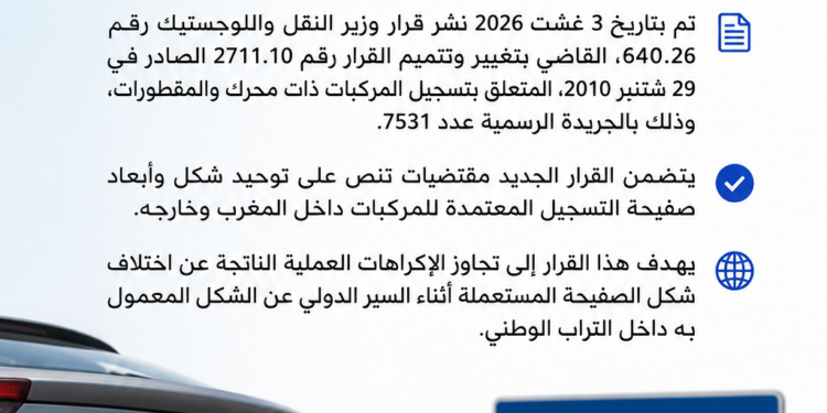 المغرب يعتمد صفائح موحّدة لتسجيل المركبات داخل وخارج المملكة